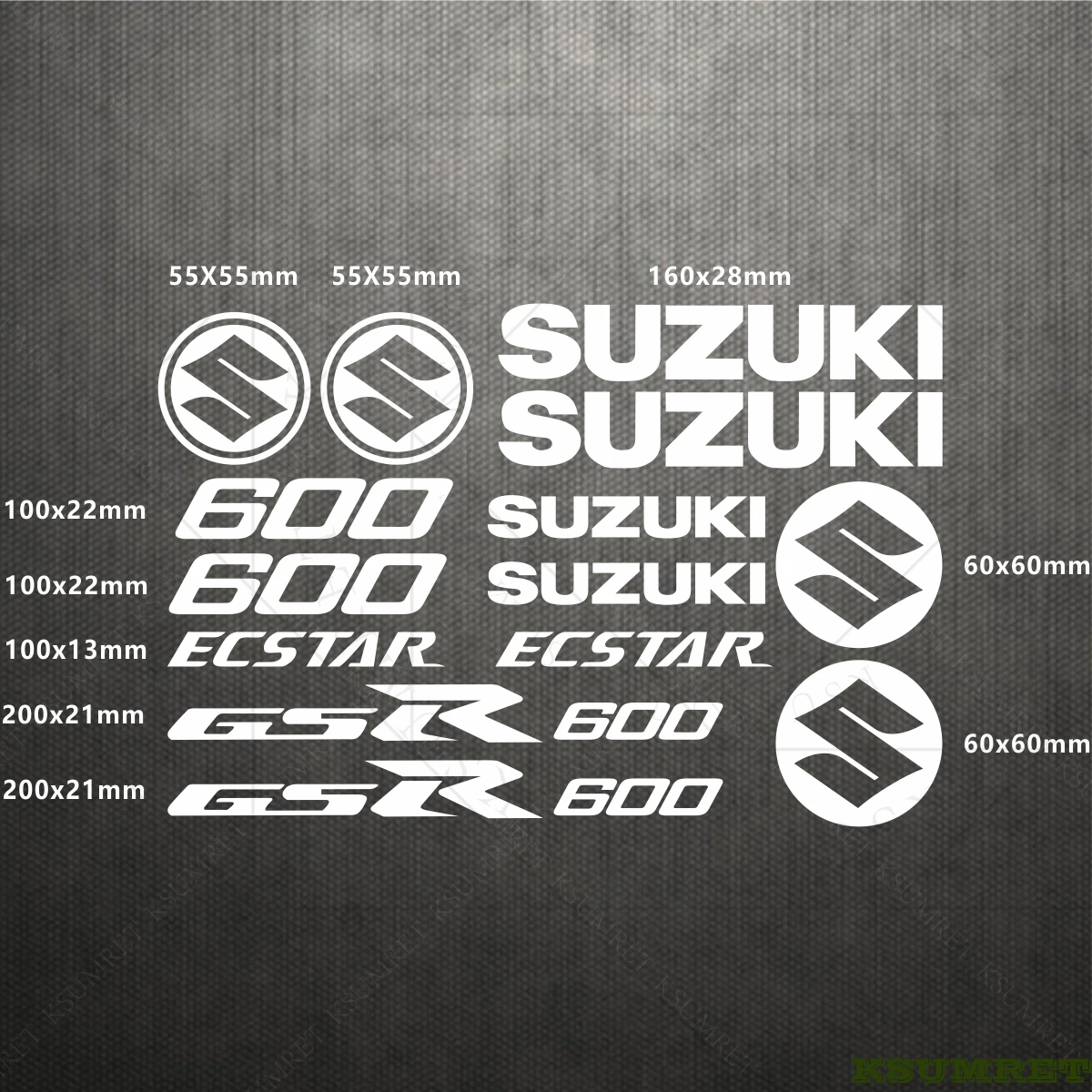 Suzuki Stickers GSR 600 Logo Motorcycle Tank Helmet Emblem Decals Set