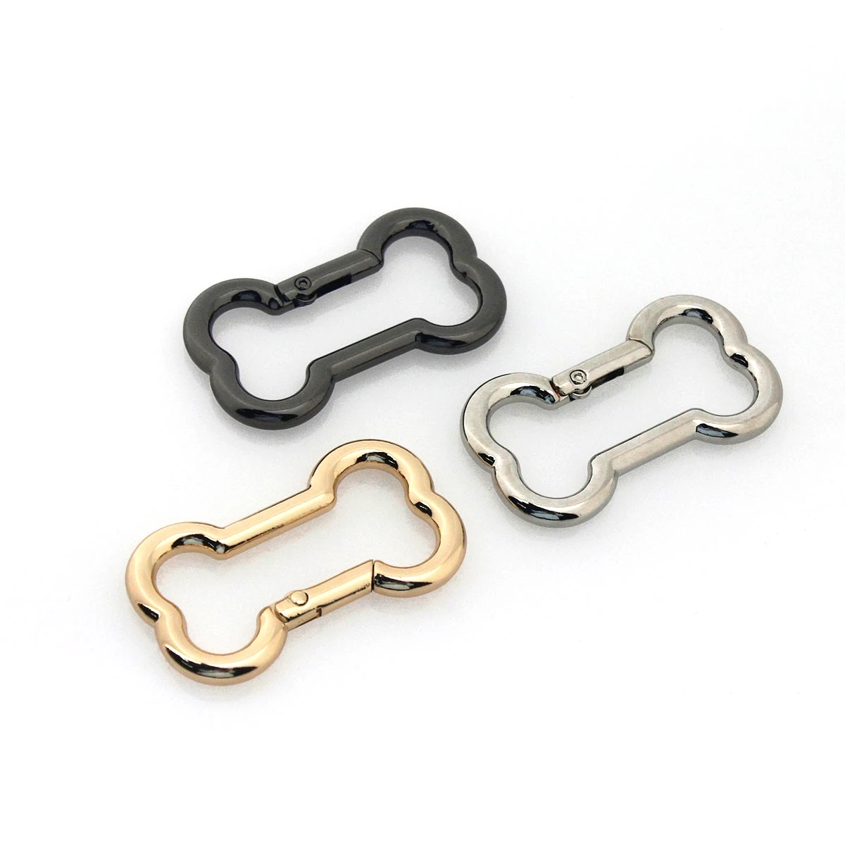 1pcs Metal Bone Shape Ring Snap Hook Spring Gate Trigger Clasps Clips for DIY Leather Craft Belt Strap Webbing Keychain Hooks