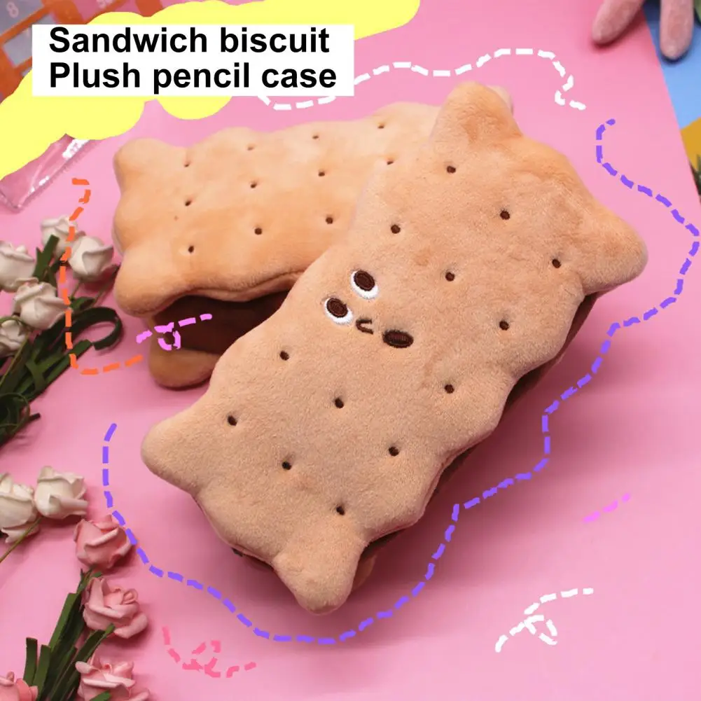 Bleistift Tasche Durable Samt Waschbar Sandwich Cookies Plüsch Bleistift Fall Schreibwaren Box für Student