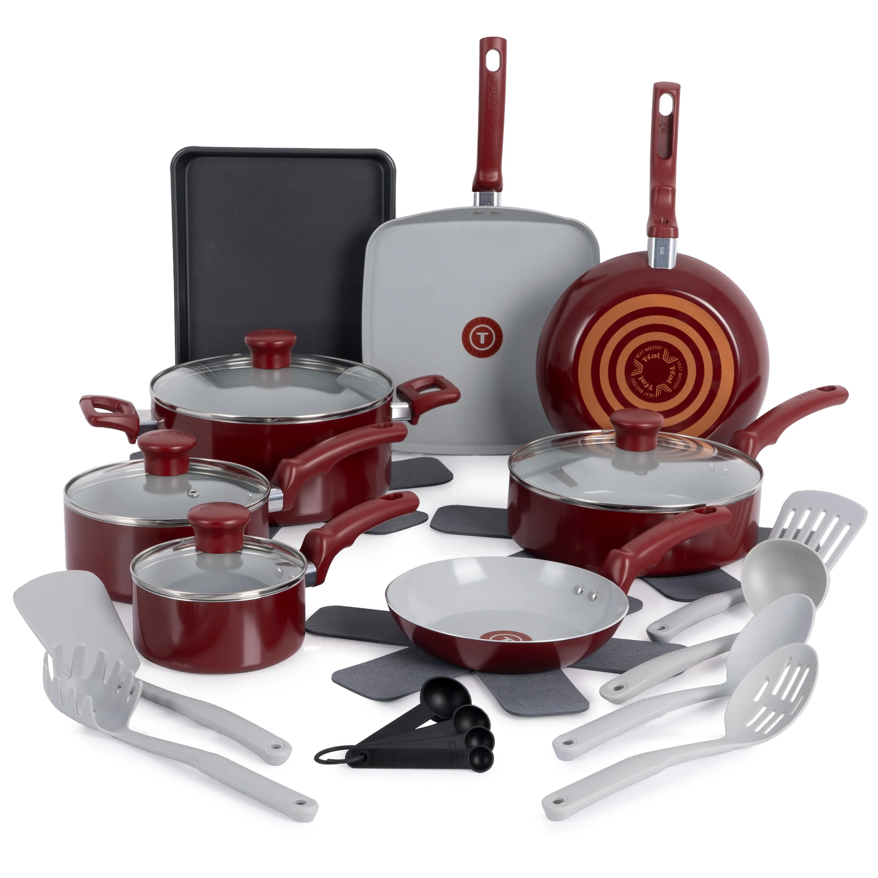 

Kitchen Solutions Ceramic, 22 Piece Cookware Set, Red