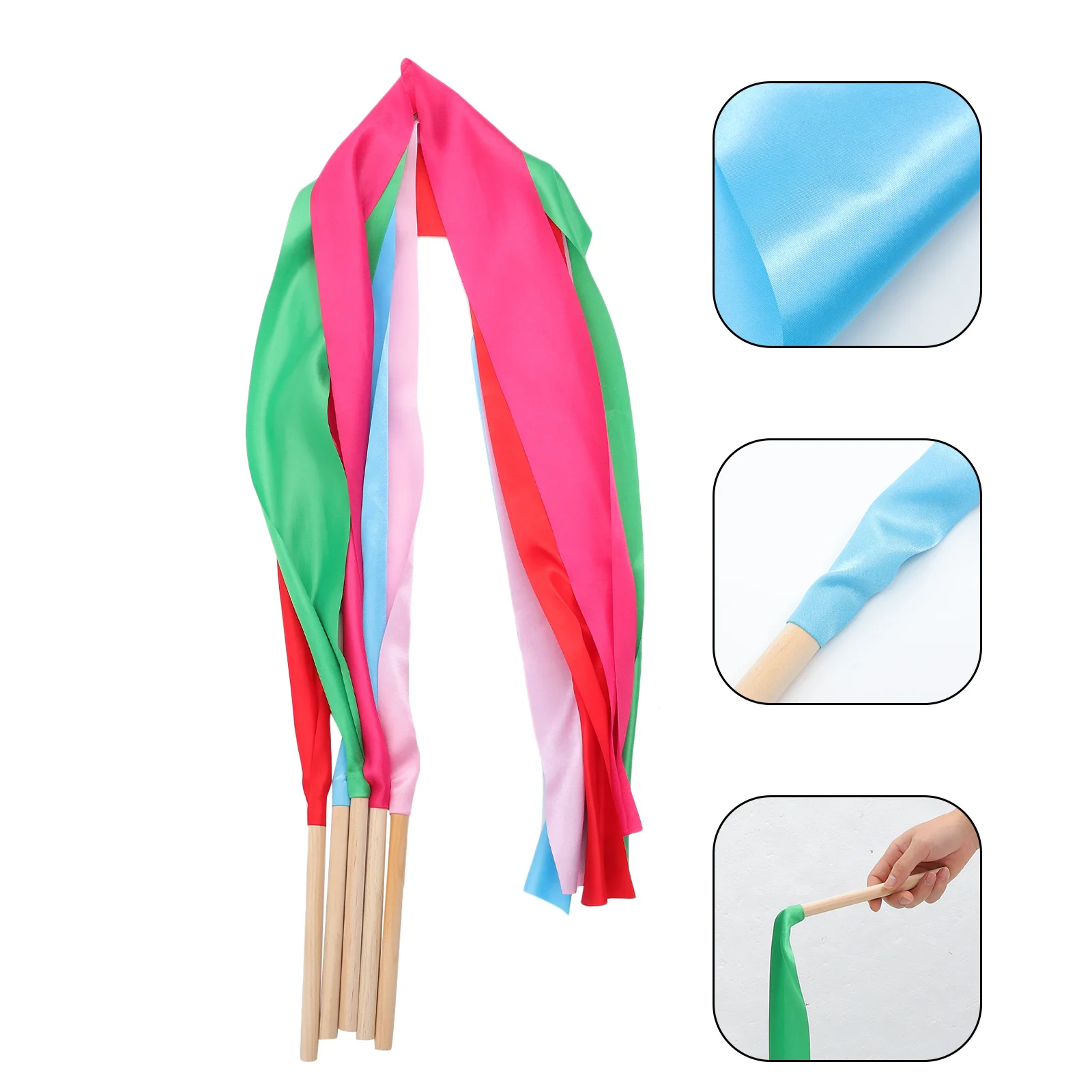 

5pcs Gymnastics Ribbon Dance Streamers Artistic Performance Wand For Gymnastic Training Fitness Exercises Colorful Flexible