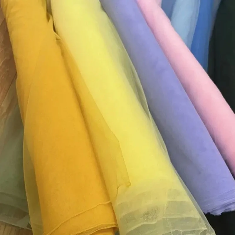 Soft Tulle Fabrics Wedding Celebration Curtain Clothing Sage Green Yellow Purple Mesh Layout Chair Back Yarn Encryption Veil