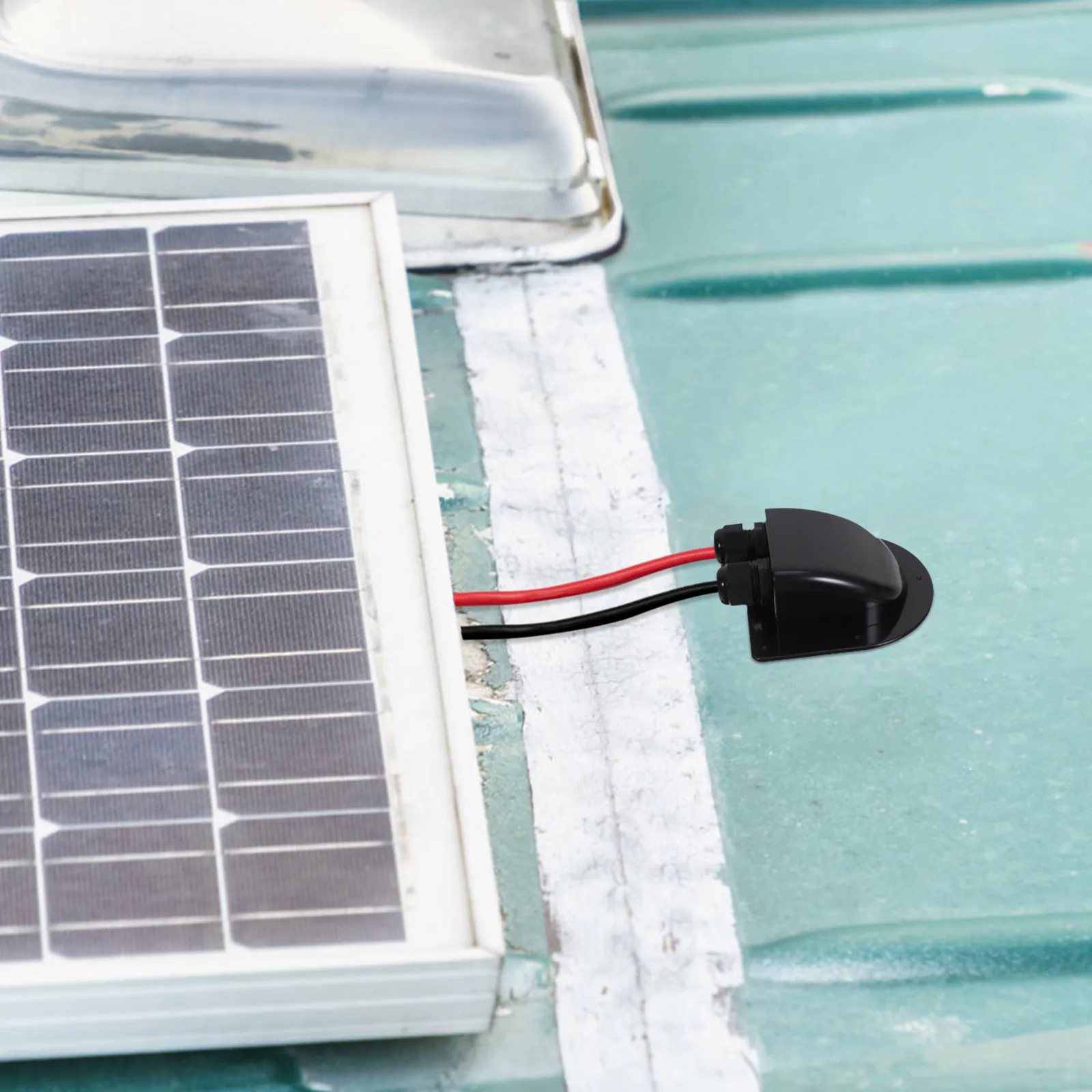 Double Holes Waterproof Cable Entry Gland Solar Panel Wiring Box Rv Roof Wire Entry ABS Material Sealant Installation