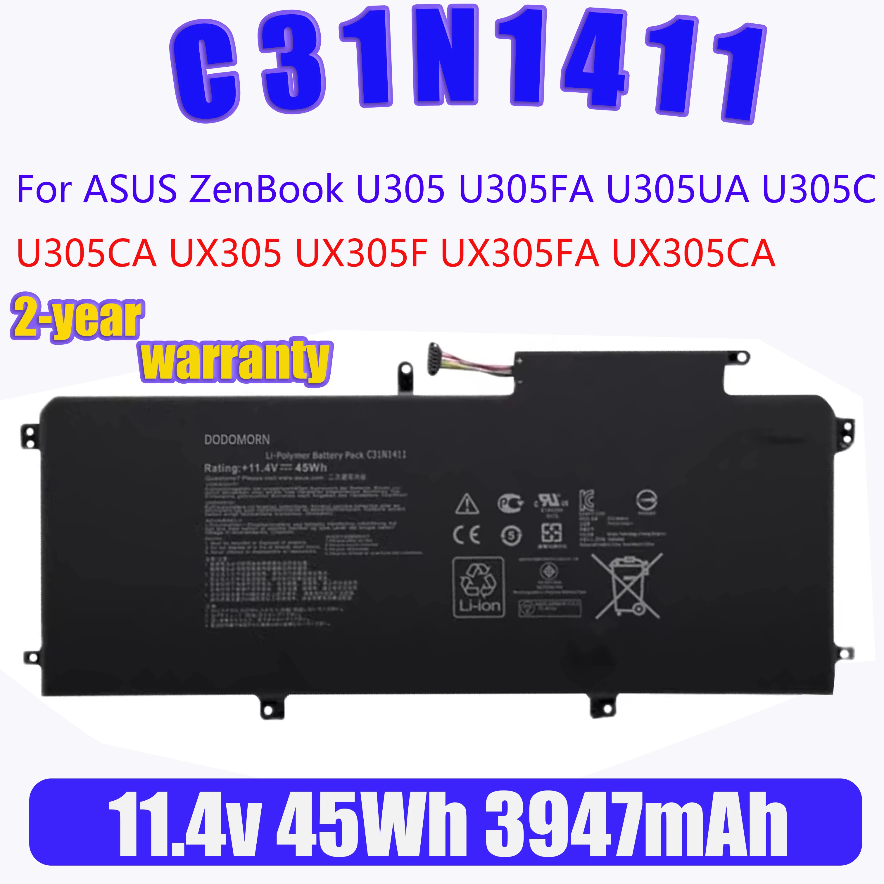 

DODOMORN New C31N1411 Laptop Battery For ASUS Zenbook U305 U305F U305FA U305CA UX305 UX305CA UX305F UX305FA In Stock