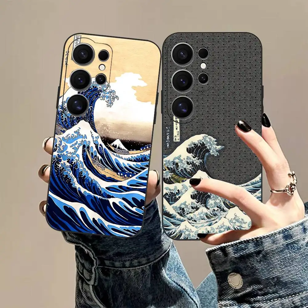 Kanagawa Great Wave Anime Handyhülle für Samsung S24 Fe 25 Ultra Plus 20 Lite 21 30 22 23 24 22 Ultra 5G Fundas