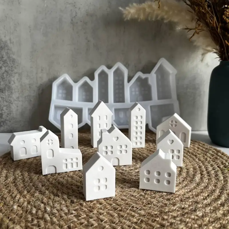 10 mini moules en silicone pour maison – Moules en plâtre et résine de style nordique pour l'artisan