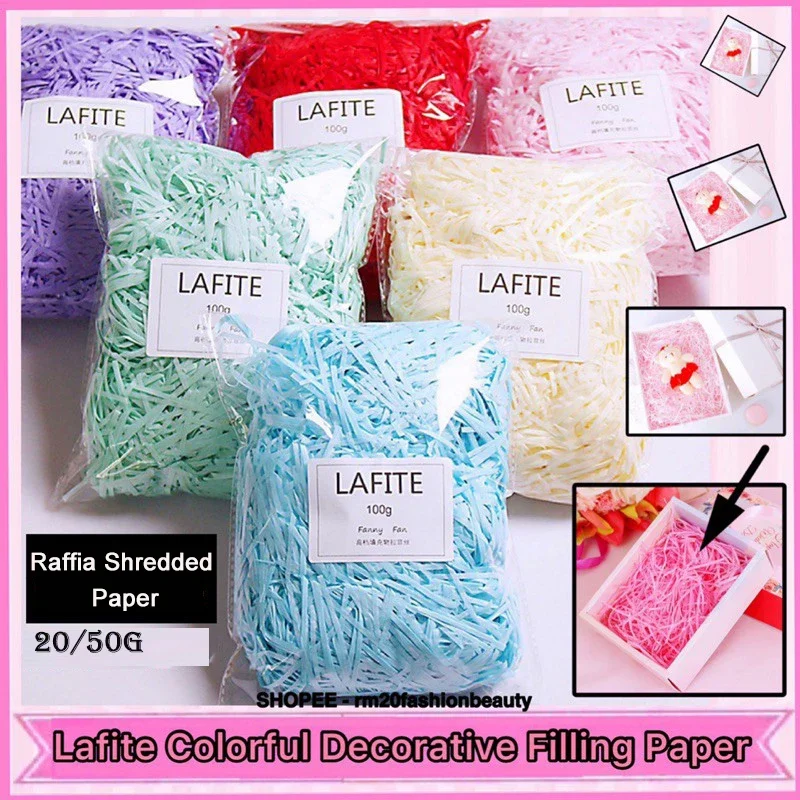 20/50g Multicolored Raffia DIY Paper Shredded Crinkle Paper DIY Gift Wrapping Basket Filling Material Wedding Party Package Deco