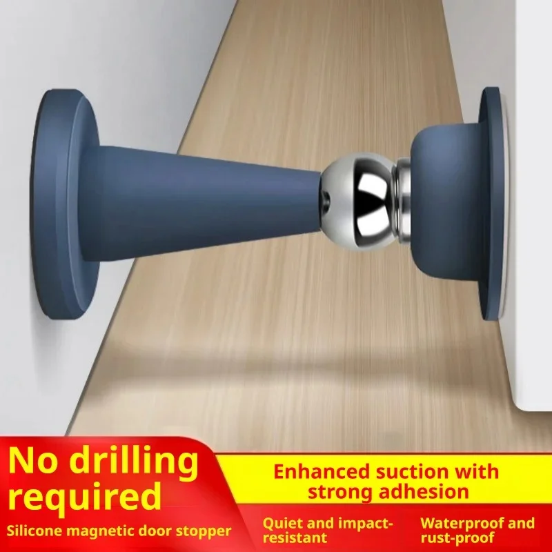 Premium Silicone Magnetic Door Stop Drill-Free Anti-Collision Floor Mount Non-Marking Easy Setup for Home Bathroom Bedroom