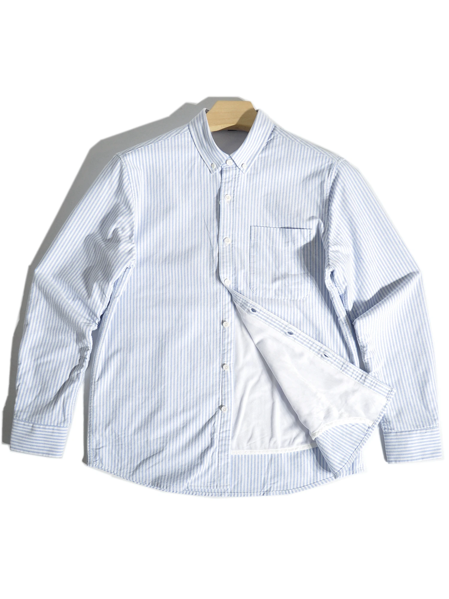 

Warm Ox Cloth Flannel Long Sve Fce Lined Men's irt Loose Casual Striped Button up Coat Youth Faion Winter Outer...