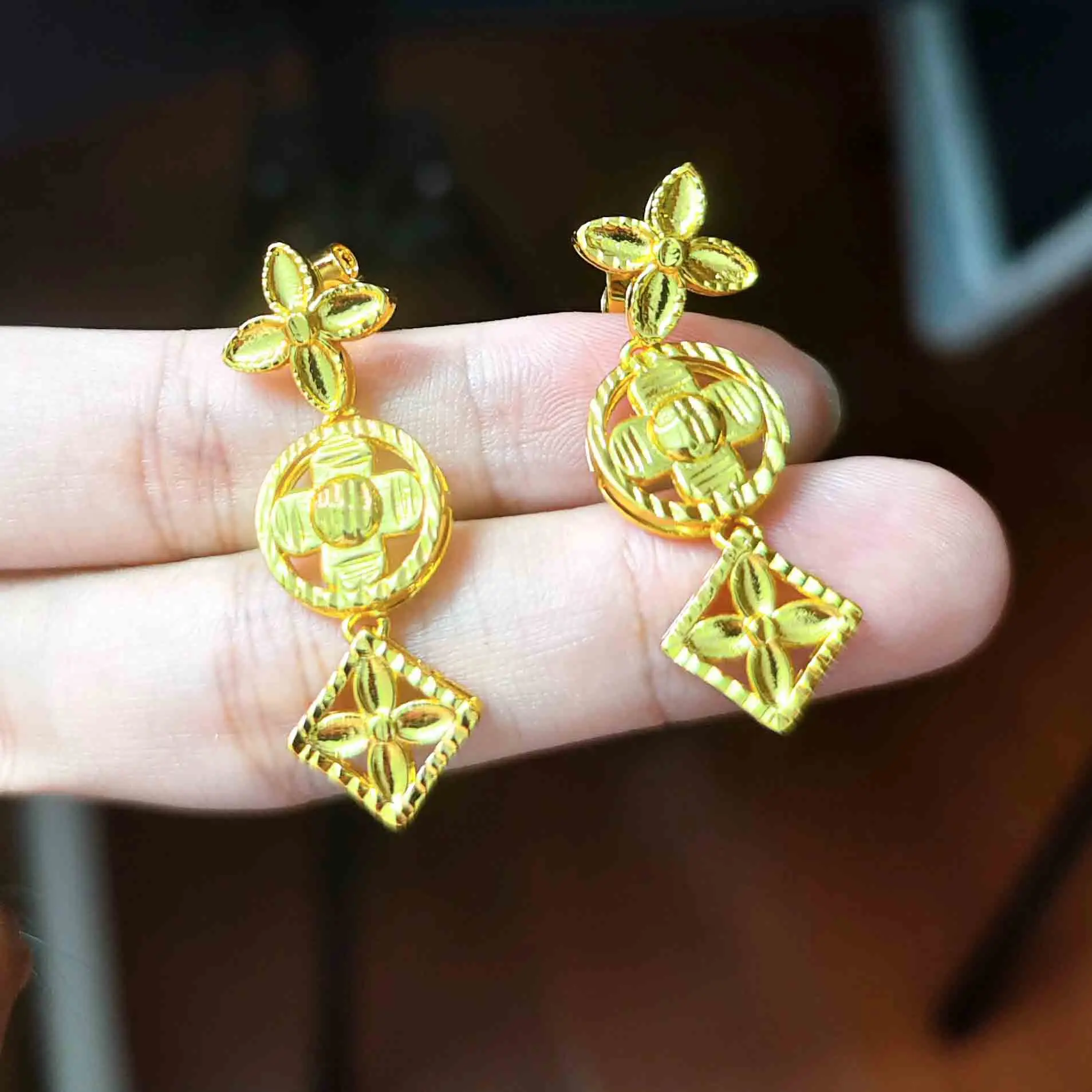 

Роскошные женские серьги из чистого золота 9999 пробы 24 карата с буквами, серьги-клиносы