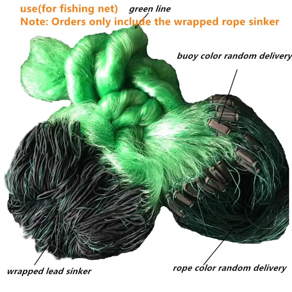 Rope Wrapped Sinker For Fishing Gill Net Anti-entanglement Weighted Fishing Net Accessories Rede de Pesca Fish Gear 50m to 100m