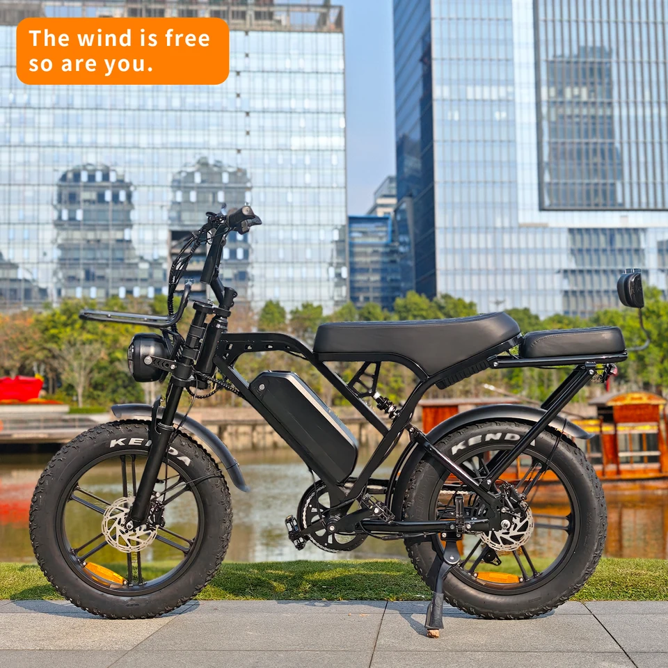 The X80Pro Ebike 20-Inch Fat Tire Electric Bicycle Is an Adult Electric Bicycle with a 1000W Motor, a 48V 15Ah Battery, a Range of 50-60 Kilometers, a Top Speed of 28 Mph, 7-Speed Gearing, Hydraulic Brakes, and Comfortable Shock Absorption. image 8