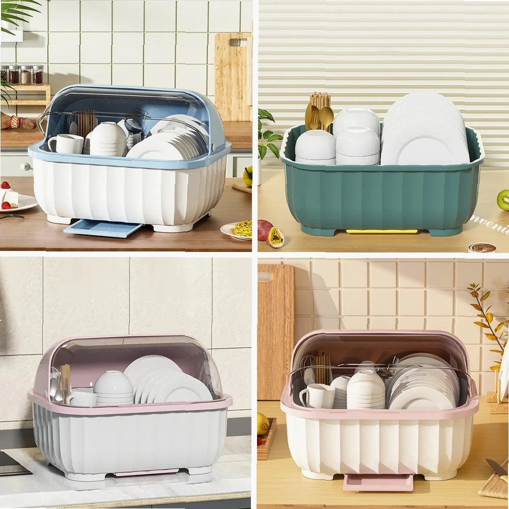 

Kitchen Drain Cabinet with Lid, Dish Storage Box for Bowls, Plates & Chopsticks, Household Small Storage Rack