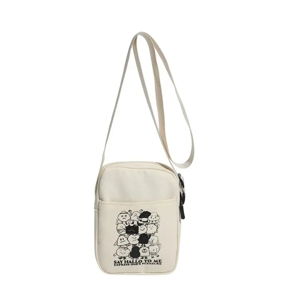 Cartoon Pattern Crossbody Bag Large Capacity Letter Print Phone Pouch Soft Square Japanese Style Mobile Phone Bag Students