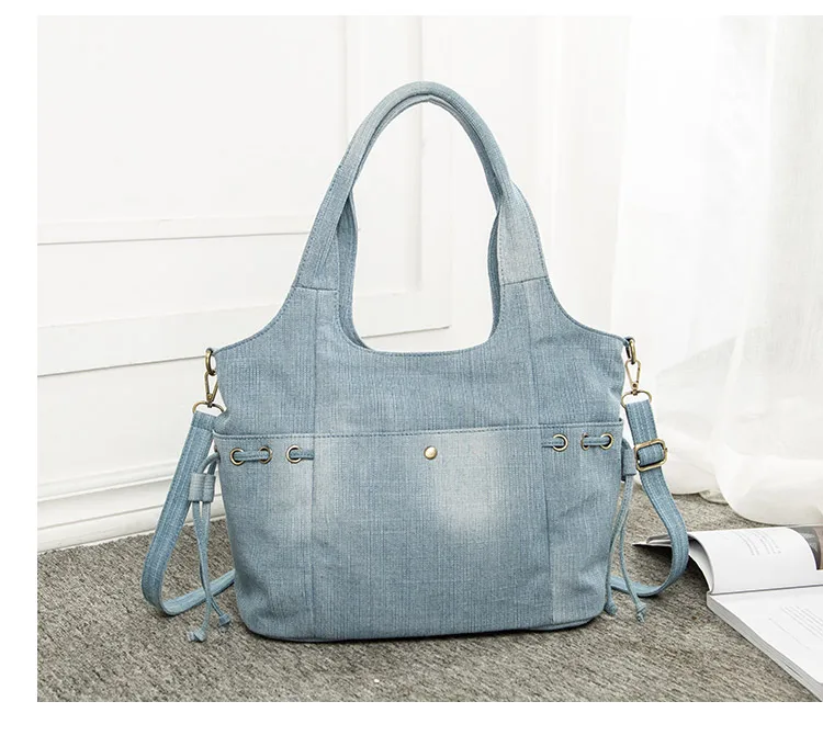 Imagem -03 - Denim Mulheres Bolsa de Ombro Nova Moda Jeans Crossbody Bolsa Feminino Grande Tote Bolsa Viagem Grande Bolsa Azul Alta Qualidade