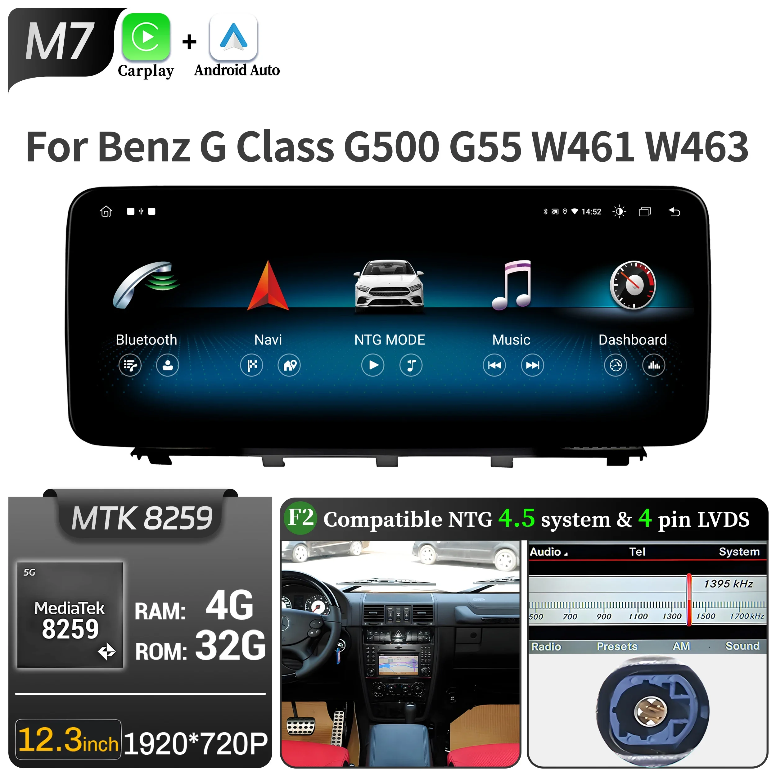 

Hot SalesCar Radio For G Class G500 G55 W461 W463 2008-2015 Android 13 Wireless BT Carplay Snapdragon 680 Head Uni