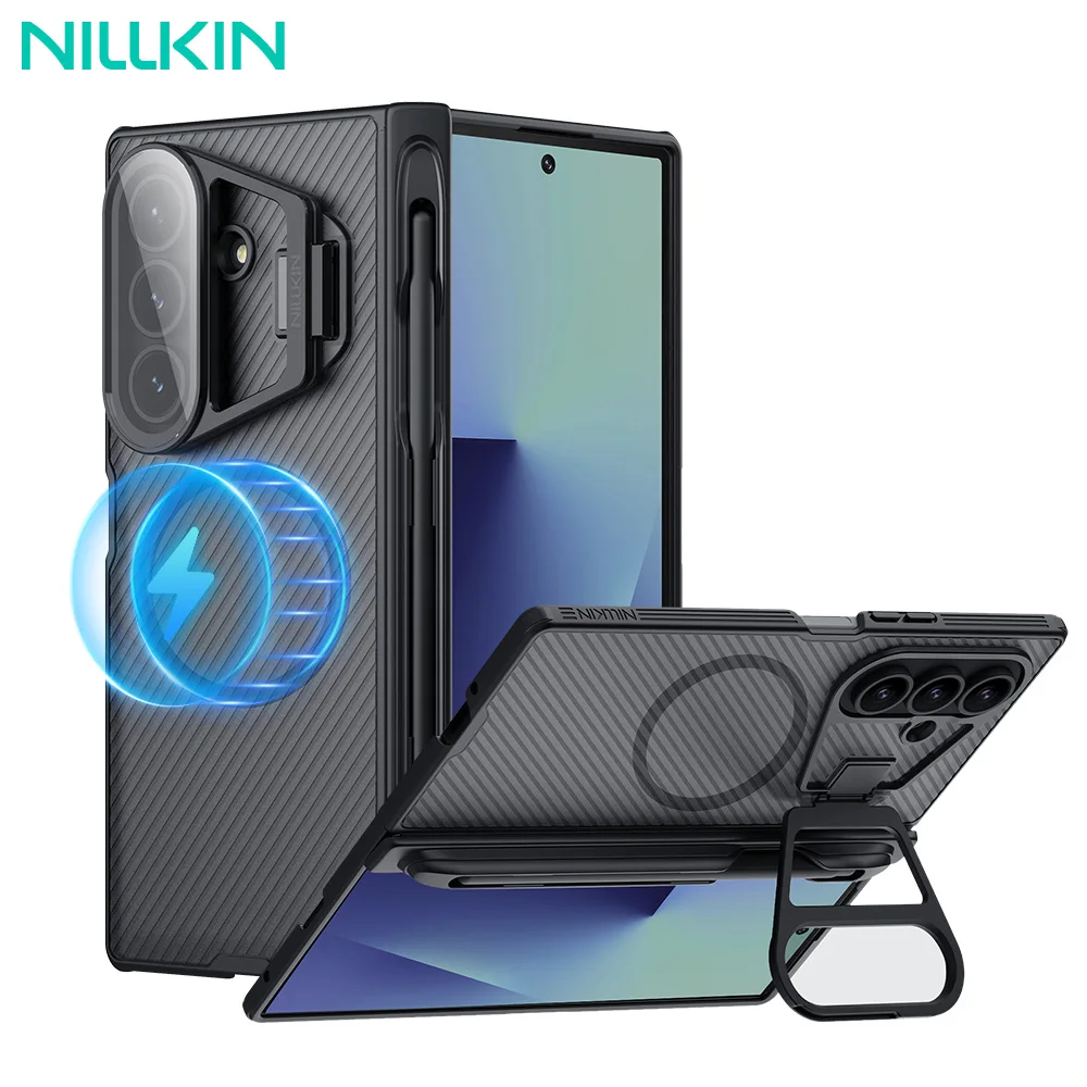 

Чехол NILLKIN для Samsung Galaxy Z Fold 7 5G Magsafe, прозрачный чехол с ручкой, магнитная задняя крышка, защитная пленка для Fold 7, чехол