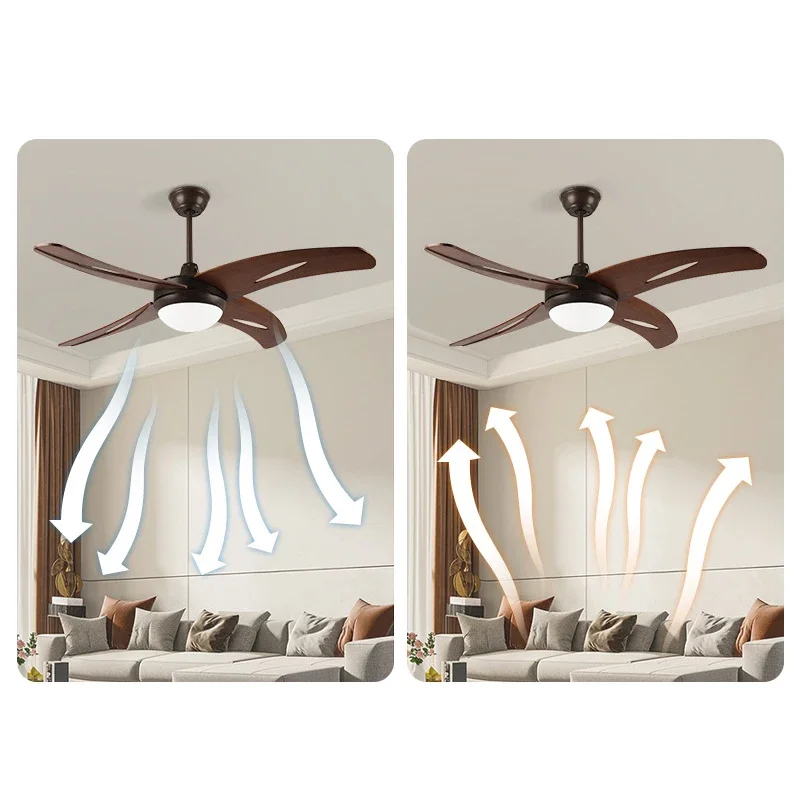TINNY Nordic LED Fan Light American Vintage Restaurant Living Room Study Ceiling Fan Light Remote Electric Fan Light