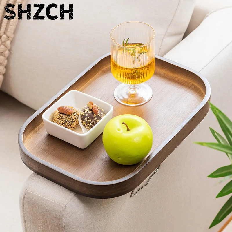 Adjustable Armrest Tray Narrow Snack Board for Sofa Afternoon Tea Serving Table Space-Saving Mini Side Table for Living Room