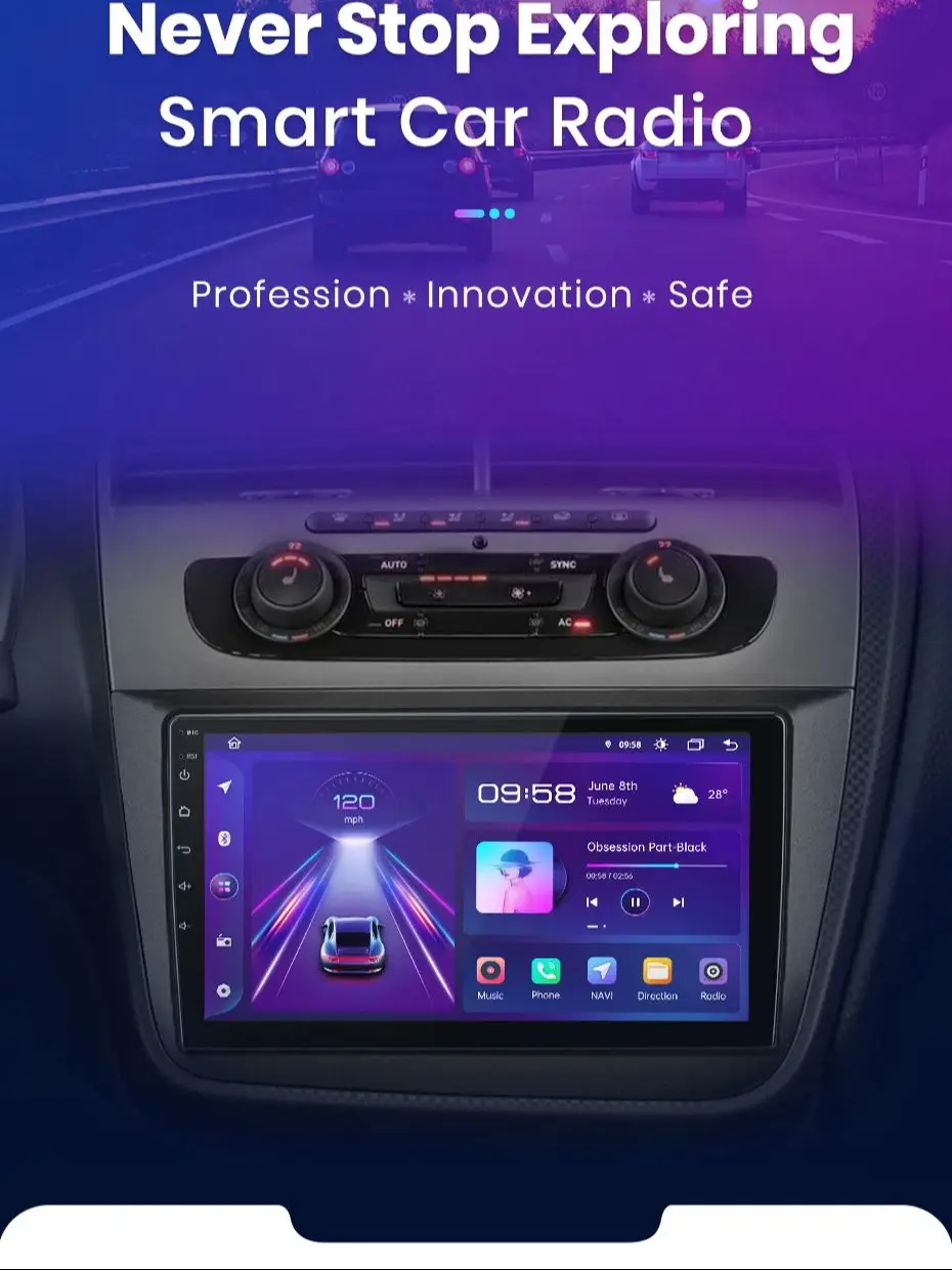 Junsun do Seat Altea XL 2004-2015 9 Cali 4GB 64GB Android 13 Car Stereo GPS Nawigacja Carplay Radio Samochodowe DSP Bluetooth FM Obsługa Sterowania Kierownicą Wejście USB AUX Gotowy do Kamery Cofania — 2