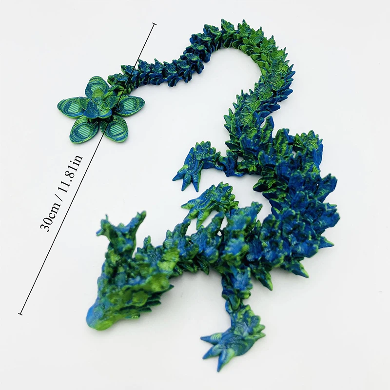 3D Printed Lotus Dragon Articulated Movable Figure Toy 12 Inch Decorative Display Collection Unique Gift