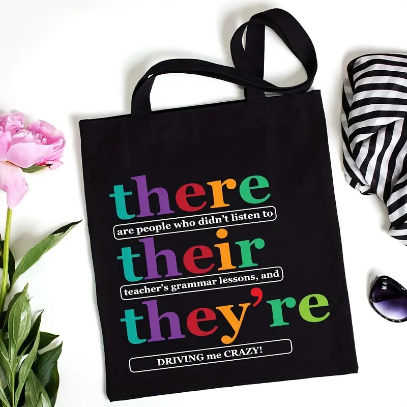 재미있는 영어 교사 선물, 감사 선물, 영어 교사 핸드백, 대용량 트렌디 심플 스타일, 내구성이 뛰어난 캔버스 가방