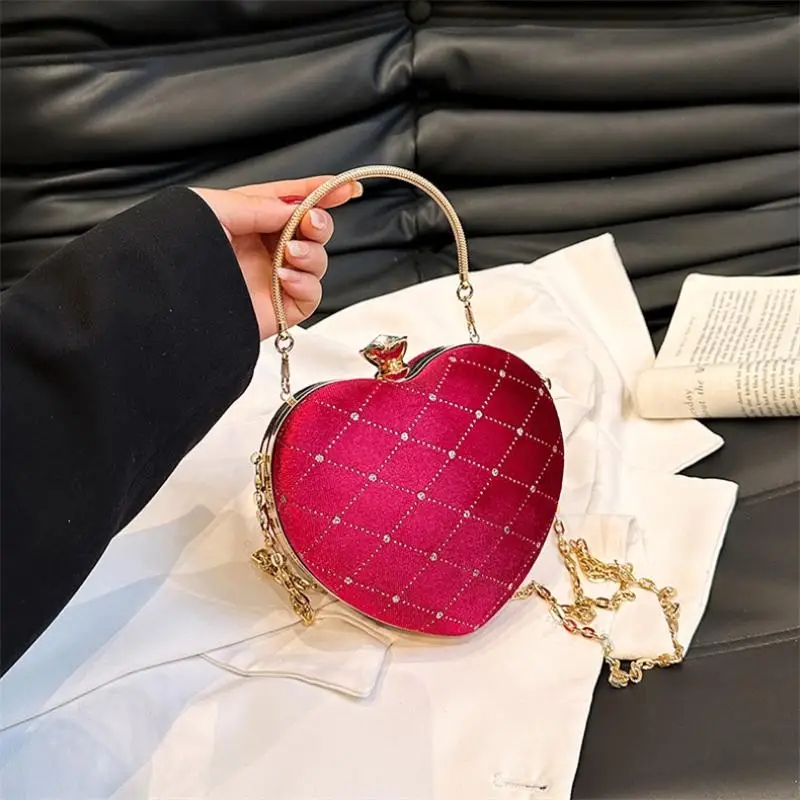 

Heart-Shape Handbag Women Wedding Purse Female Evening Party Top-handle Bags Chain Crossbody Bags Heart Shaped Shoulder Bag