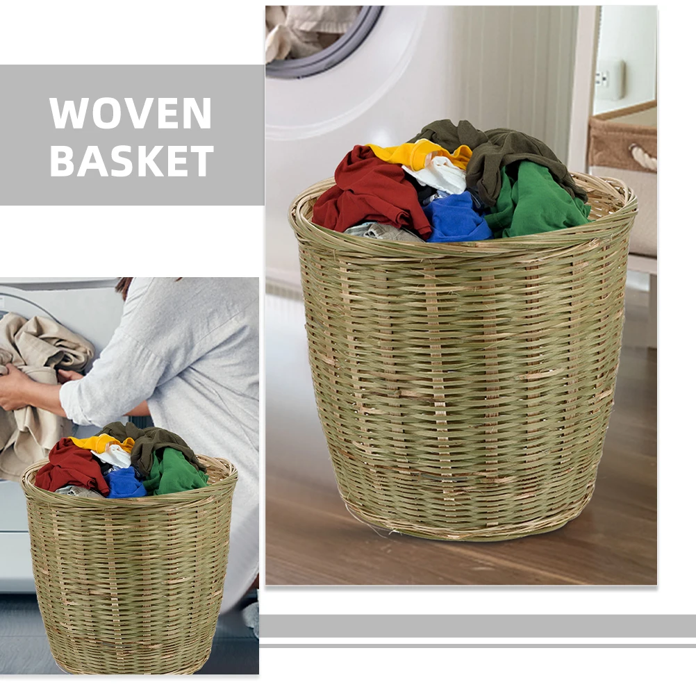 

Bamboo Woven Basket 20x20cm Bin Kitchen Organizer Rustic Home Decor Grocery Sundries Storage Container