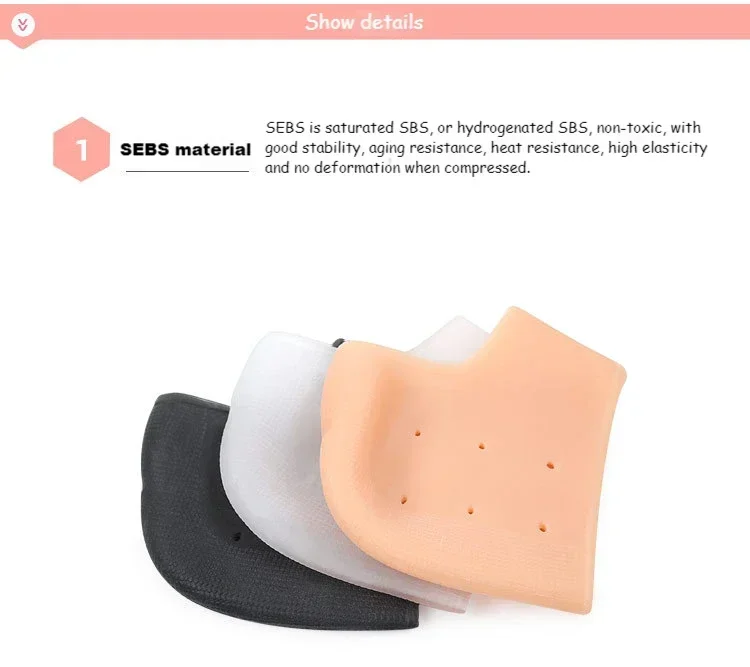 Gel-Silikon, hautverschützender Silikon-Fersenschutz, Fersenmuscheln, Sporen, rissige Fersenärmel, Socken, Fußpflege, Hautreparaturkissen, Neu – Detail 10