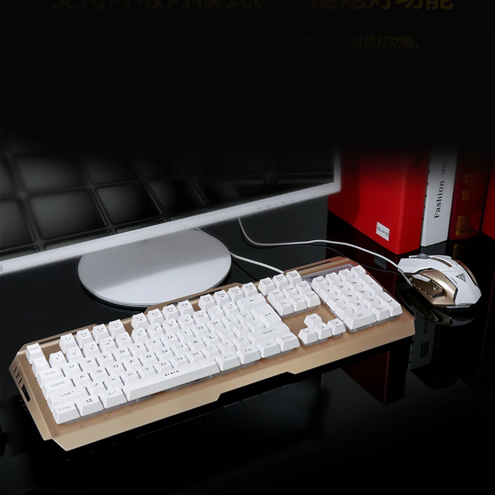 

Mechanical Keyboard and Mouse Set High-elastic Floating Button Feel LED USB Backlit