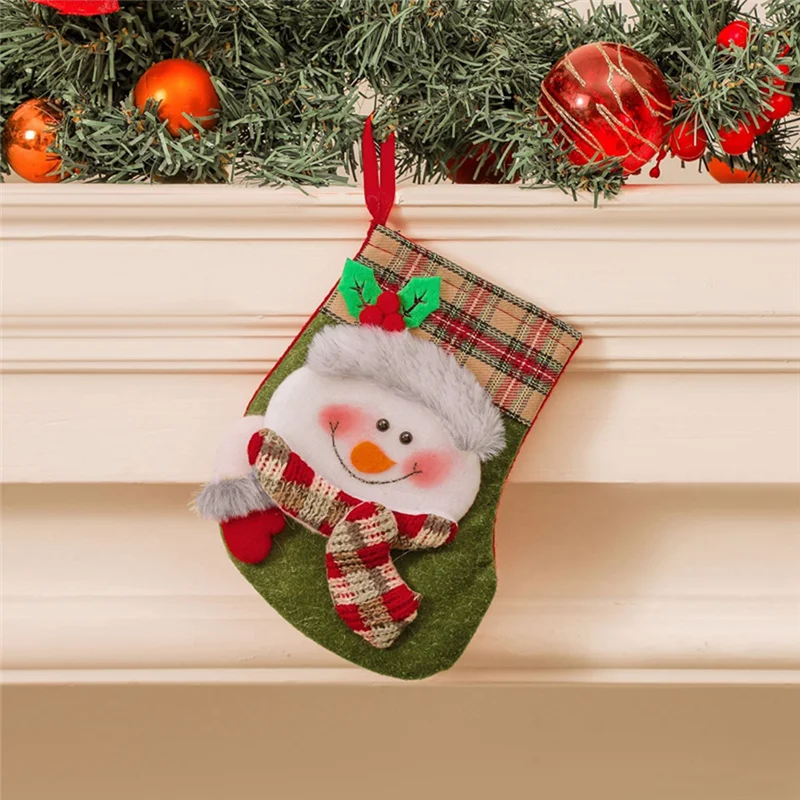 Medias navideñas, bolsa de regalo de dulces, calcetines de alce y muñeco de nieve de Papá Noel 3D, decoración duradera