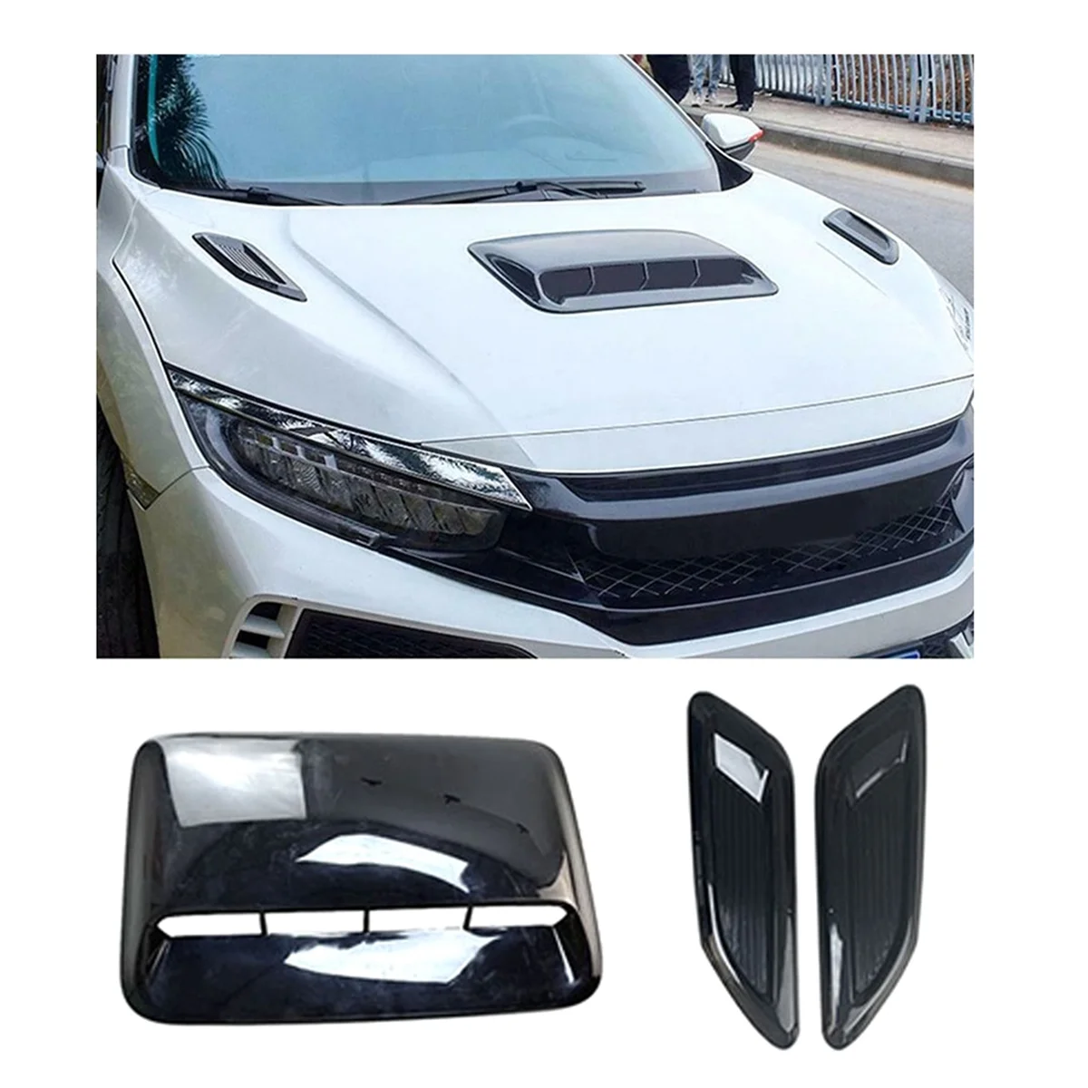 Car Air Flow Intake Hood Scoop Vent Bonnet Decor Cover Center Side Air Outlet Hood Auto Exterior Accessories Universal B