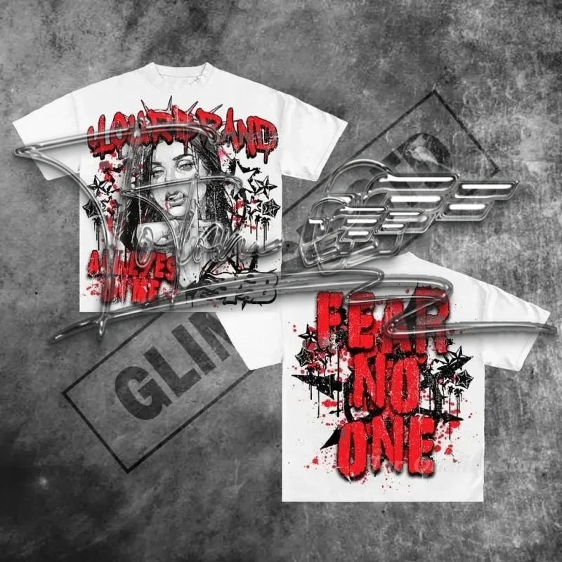 

2025 casual streetwear y2k tops letter graphic t shirts oversized t shirt goth men clothing Harajuku high street gothic new