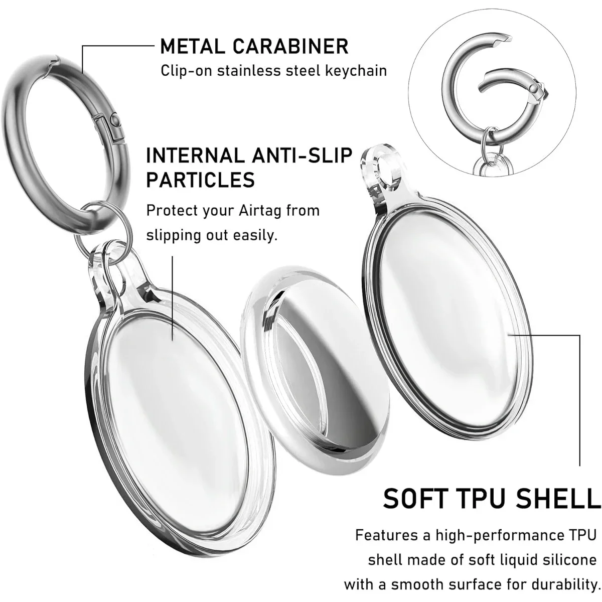 CoverJoy AirTag Keychain Case 1/2/4 Pack Pelindung Tahan Air Anti Hilang Pelacak untuk Hewan Peliharaan Anjing Kucing Kalung Kunci Koper