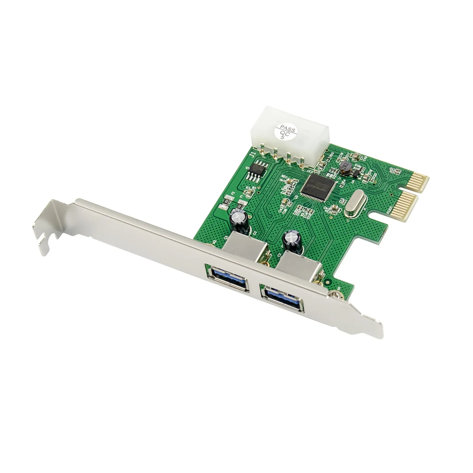 

USB 3.0 PCI-E Expansion Card Adapter External 2 Port USB3.0 to 1X + PCIe Card 4pin Power Supply Port Connector asm1042 chipset