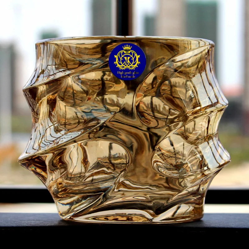 

Golden Crystal Whisky Glasses European Style Luxurious Home Wine Glassware Glittering XO Chivas Cognac Brandy Snifters Beer Mug