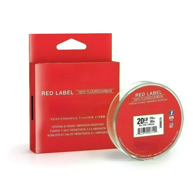 

Леска Red Label 100% флюорокарбоновая, 20 фунтов, 175 ярдов, прочность/длина - 20RM175