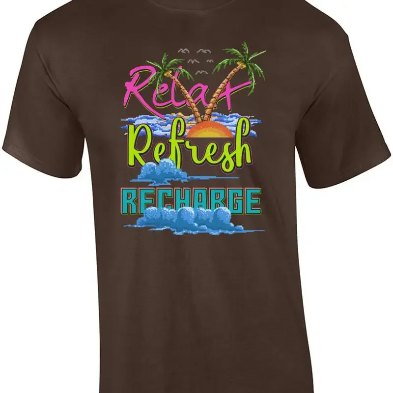 Relax Refresh Recharge Retro Vacation T-Shirt