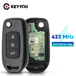 Klucz 433Mhz zdalny klucz składany dla Renault Megane 3 Dacia Duster kodykar Captur Symbol Fob klucz kontrolny 4A PCF7961M Chip