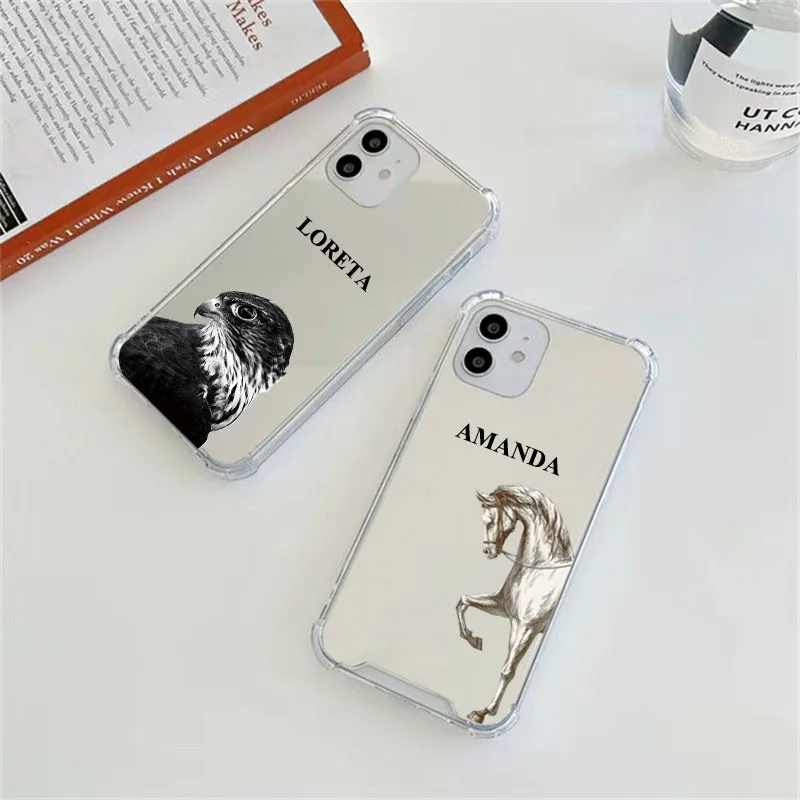 Name Custom Cute Animal Mirror Case for iphone 14 13 12 15 16 Pro Max Case Shockproof Cover for iphone 11 XS XR 14 15 Plus Cases