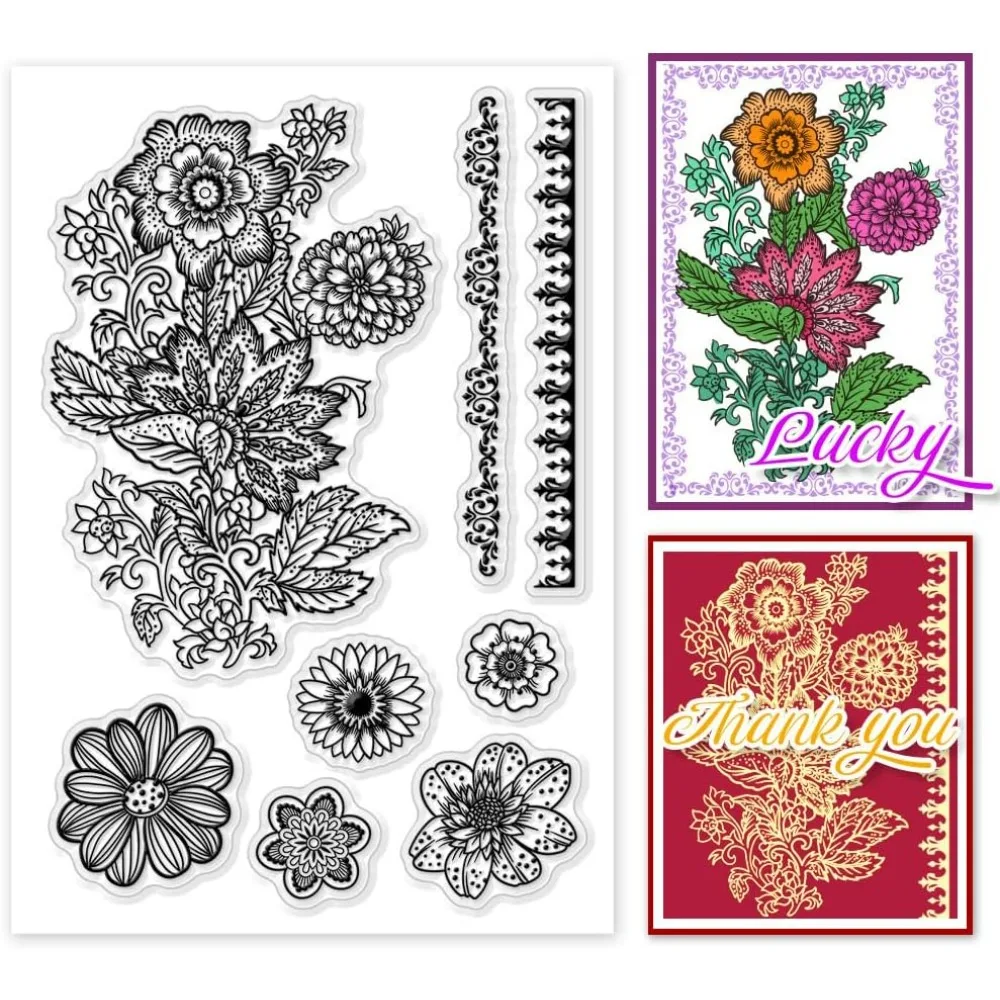 Transparente Stempel für die Kartenherstellung, Volksblumen, Stempel, Silikondichtungen, Stempel, transparente Papierstempel für DIY-Scrapbooking