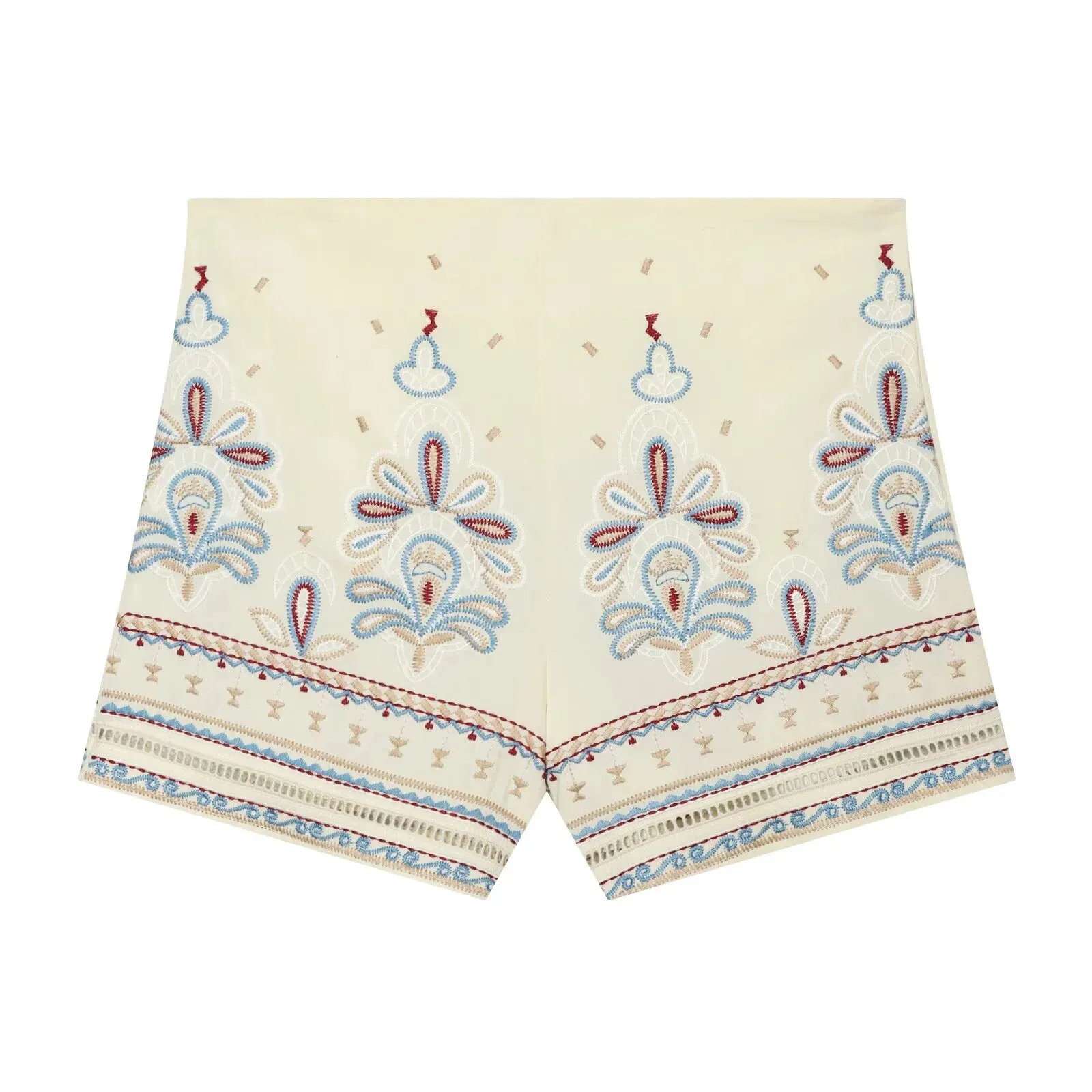 European and American 2026 new summer style simple and versatile high-waist linen casual contrasting color embroidered shorts