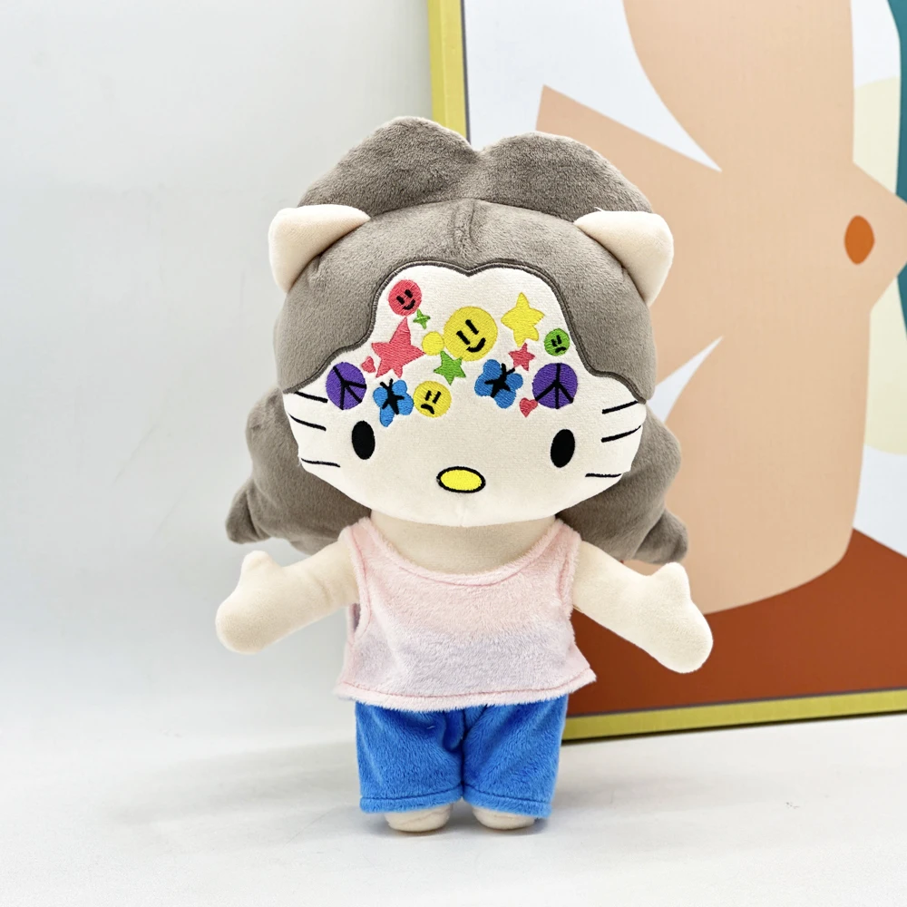 Hello Kitty Olivia Rodrigo Doll Grey Hair with Pink Vest Clothes Plushies Figure Stuffed Toys Cute Kids Boys Girls Christmas Gif