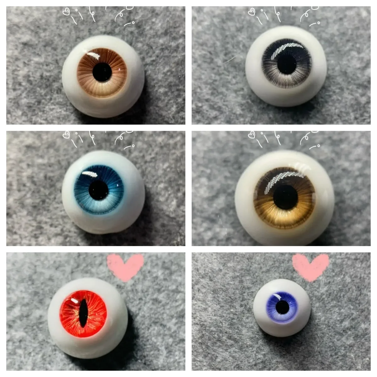 Doll Eyes 8/10/12/14/16/18/20mm for 1/3 1/4 Bjd Doll Ob11 Plaster Eyeball Human Realistic Stereoscopic Girl Toy Doll Accessories