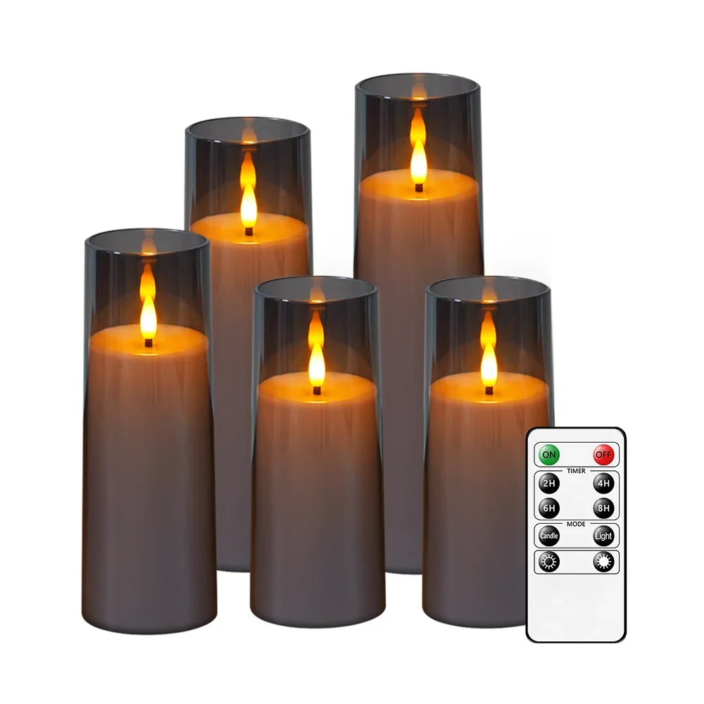 Set of 5 Classic Style LED Candle Lights with Remote Flameless for Wedding Centerpiece Romantic Candle Light Dinner Party Decora