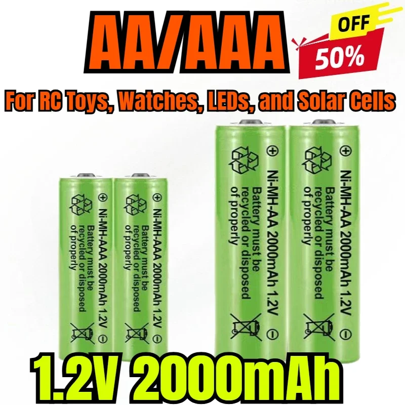 

1.2V Nickel - Hydrogen AA/AAA 200mAh Rechargeable Batteries-For RC Toys, Watches, LEDs, and Solar Cells