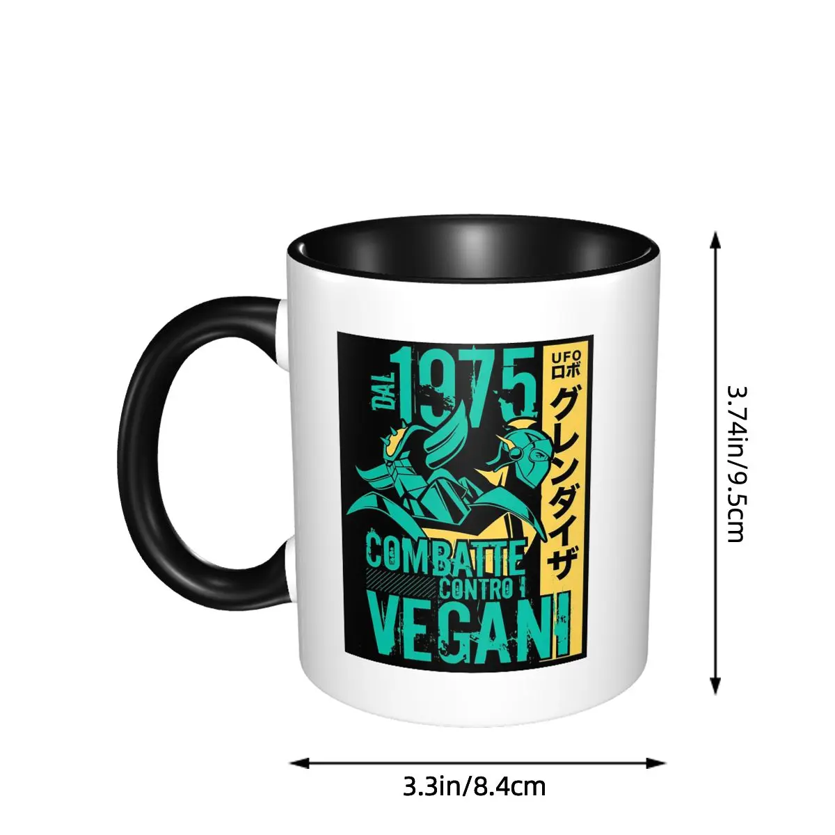 Grendizer Vegans UFO Robot Goldrake Mug Funny Ceramic Coffee Cups Tea Mugs Milk Cup Drinkware Gift for Friends
