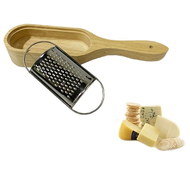 Kitchen Steel Cheese Grater Wooden Box Cheese Lemon Grater Easy Storage