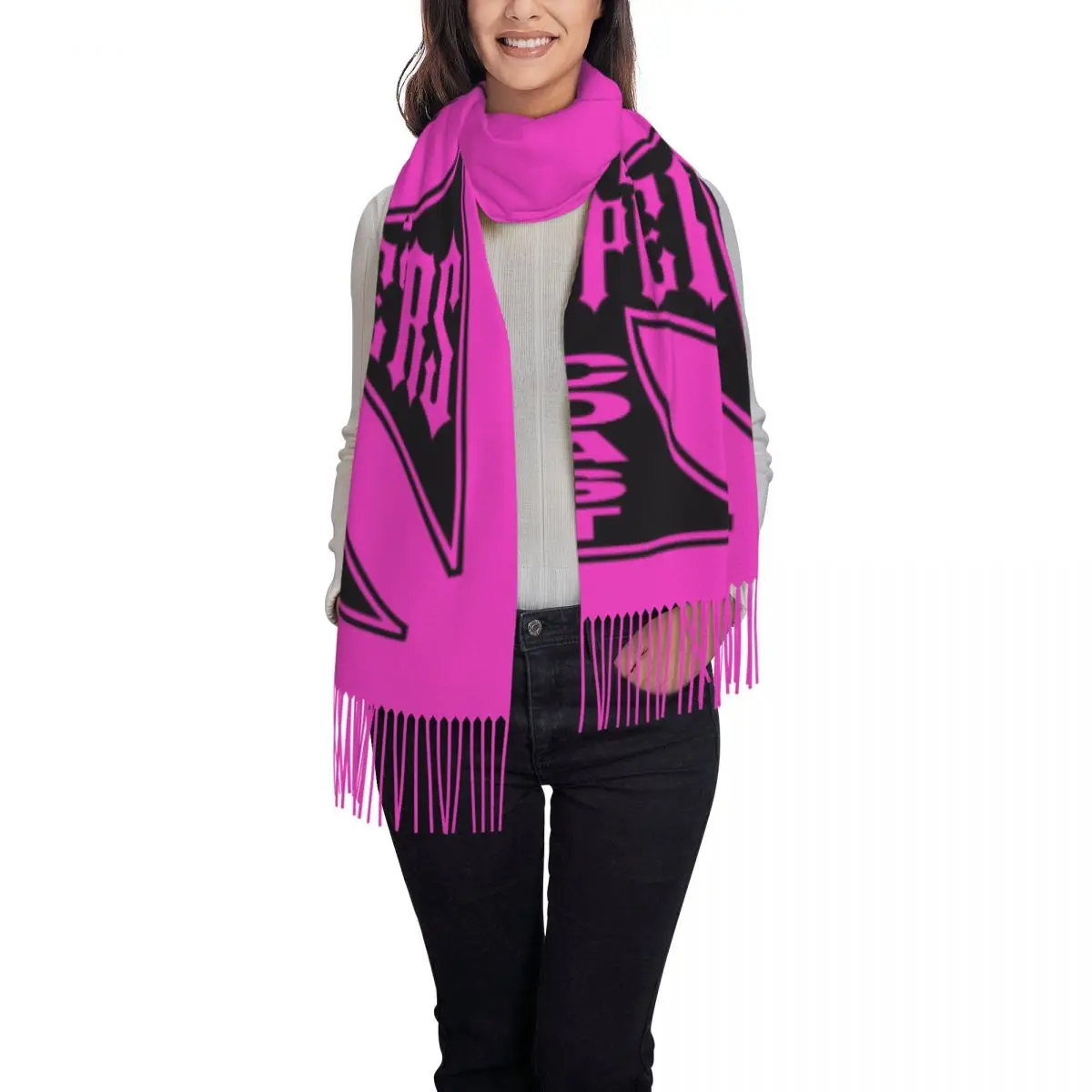 Custom West Coast Iron Cross Chopperss Tassel Scarf Women Winter Fall Warm Shawl Wrap Lady Scarves