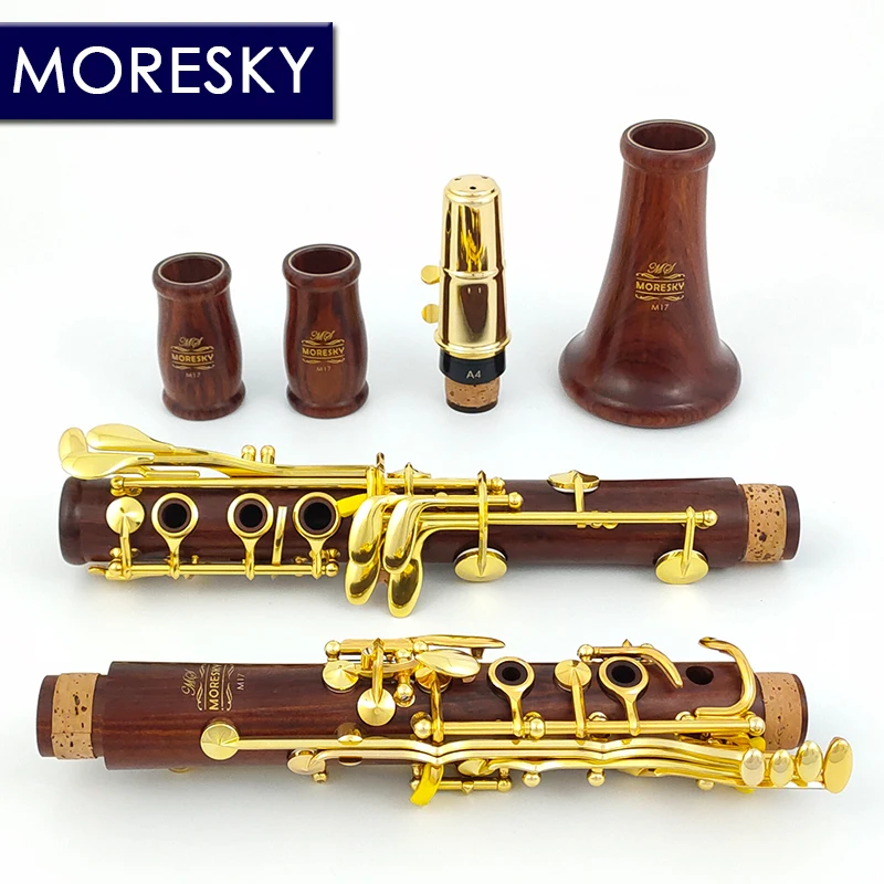 MORESKY Red Wood Professional Clarinet Rosewood Bb Gold-plated Keys Mopane Sib Klarnet